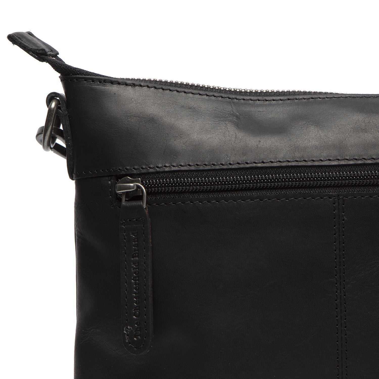 Black Leather Crossbody Bag Faro, detail view 1