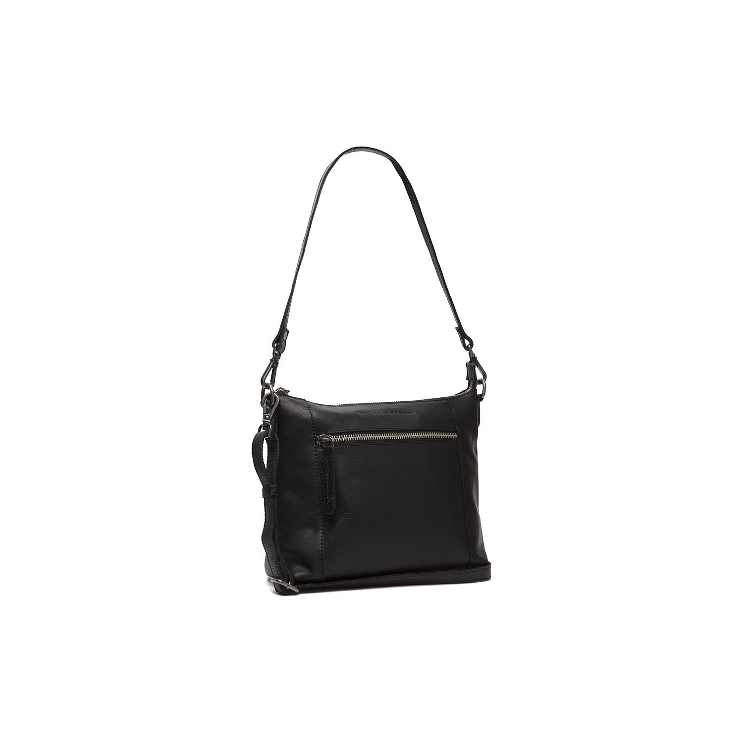 Black Leather Crossbody Bag Faro, front view