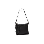 Black Leather Crossbody Bag Faro, front view