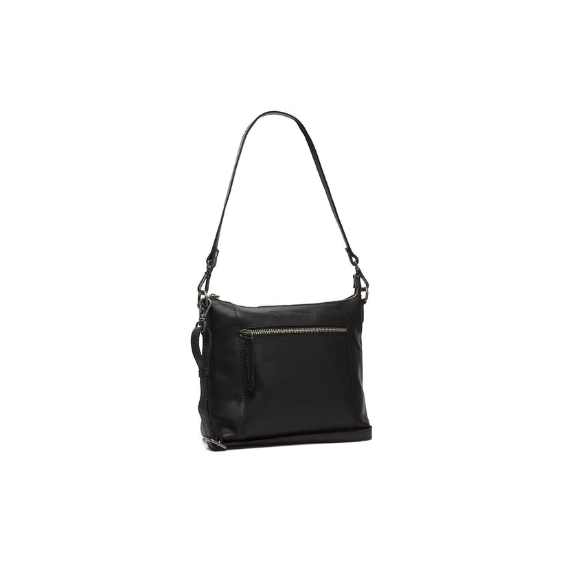 Black Leather Crossbody Bag Faro, front view
