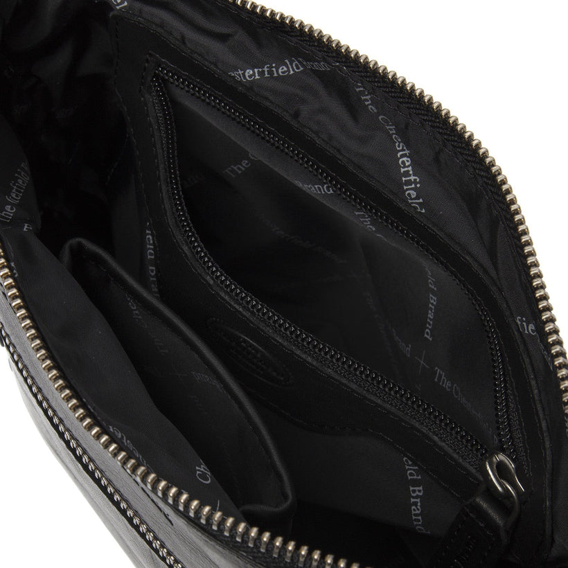 Black Leather Crossbody Bag Faro, front view