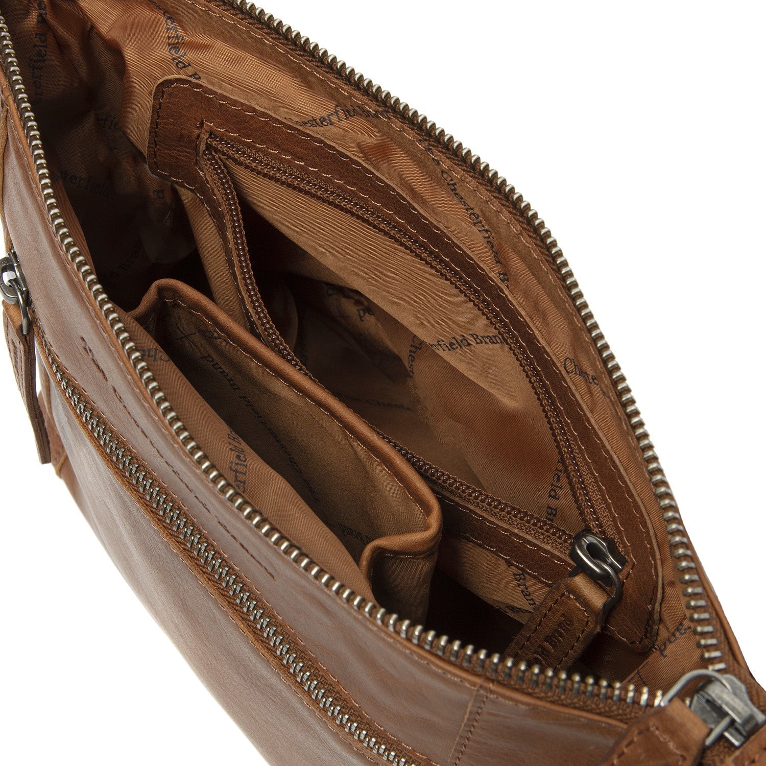 Cognac Leather Crossbody Bag Faro, detail view 1
