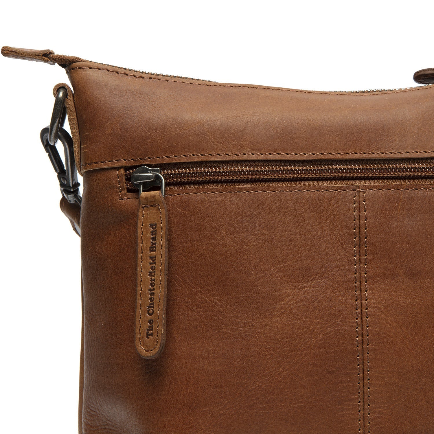 Cognac Leather Crossbody Bag Faro, detail view 4