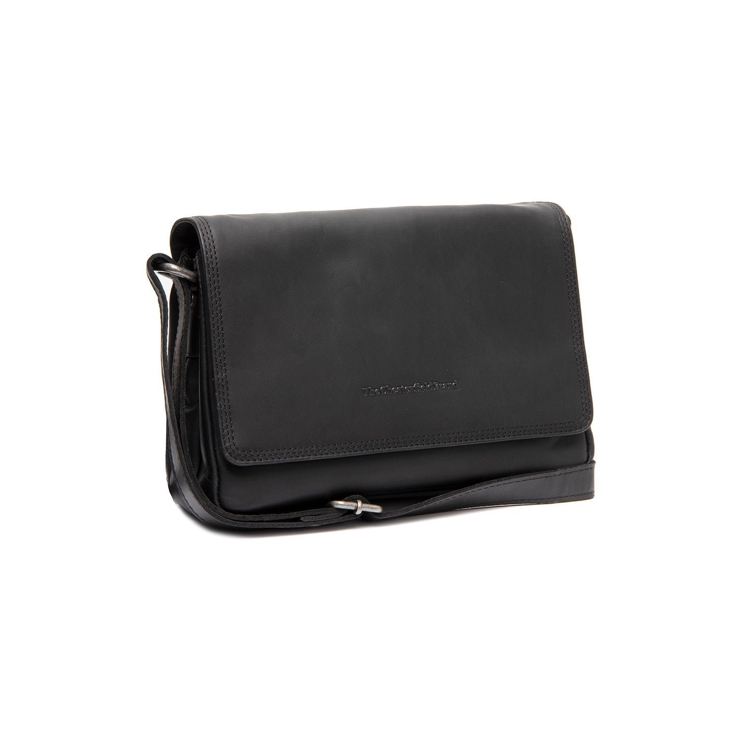 Black Leather Crossbody Bag Forano, front view