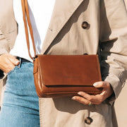 Cognac Leather Crossbody Bag Forano, product view 2