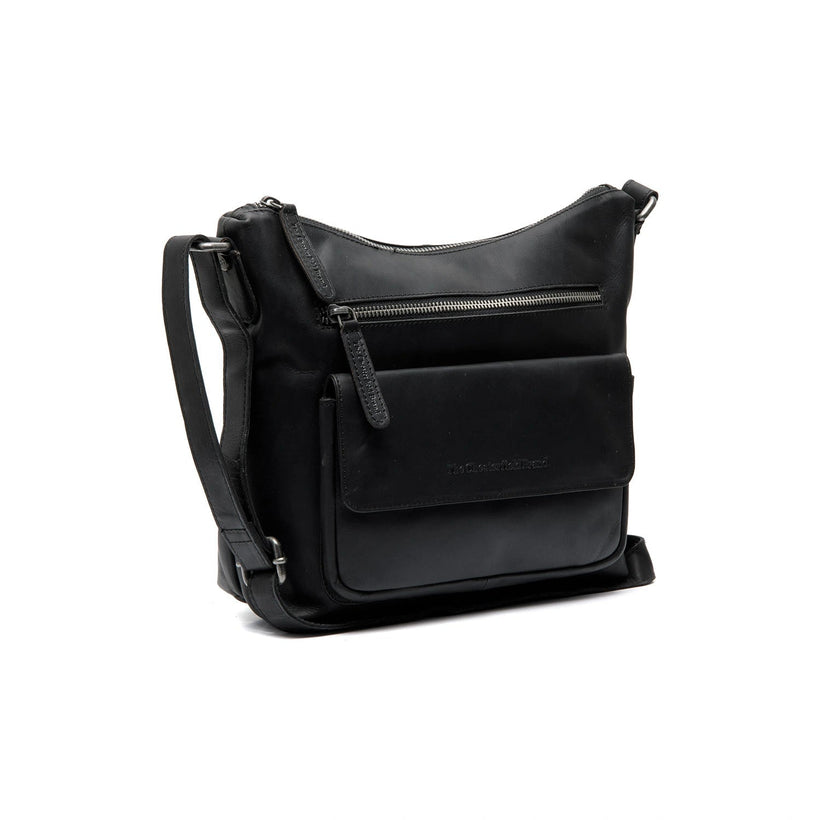 Black Leather Crossbody Bag Hailey, front view