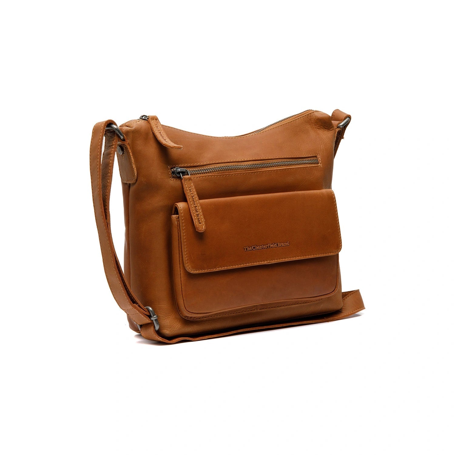Cognac Leather Crossbody Bag Hailey, front view