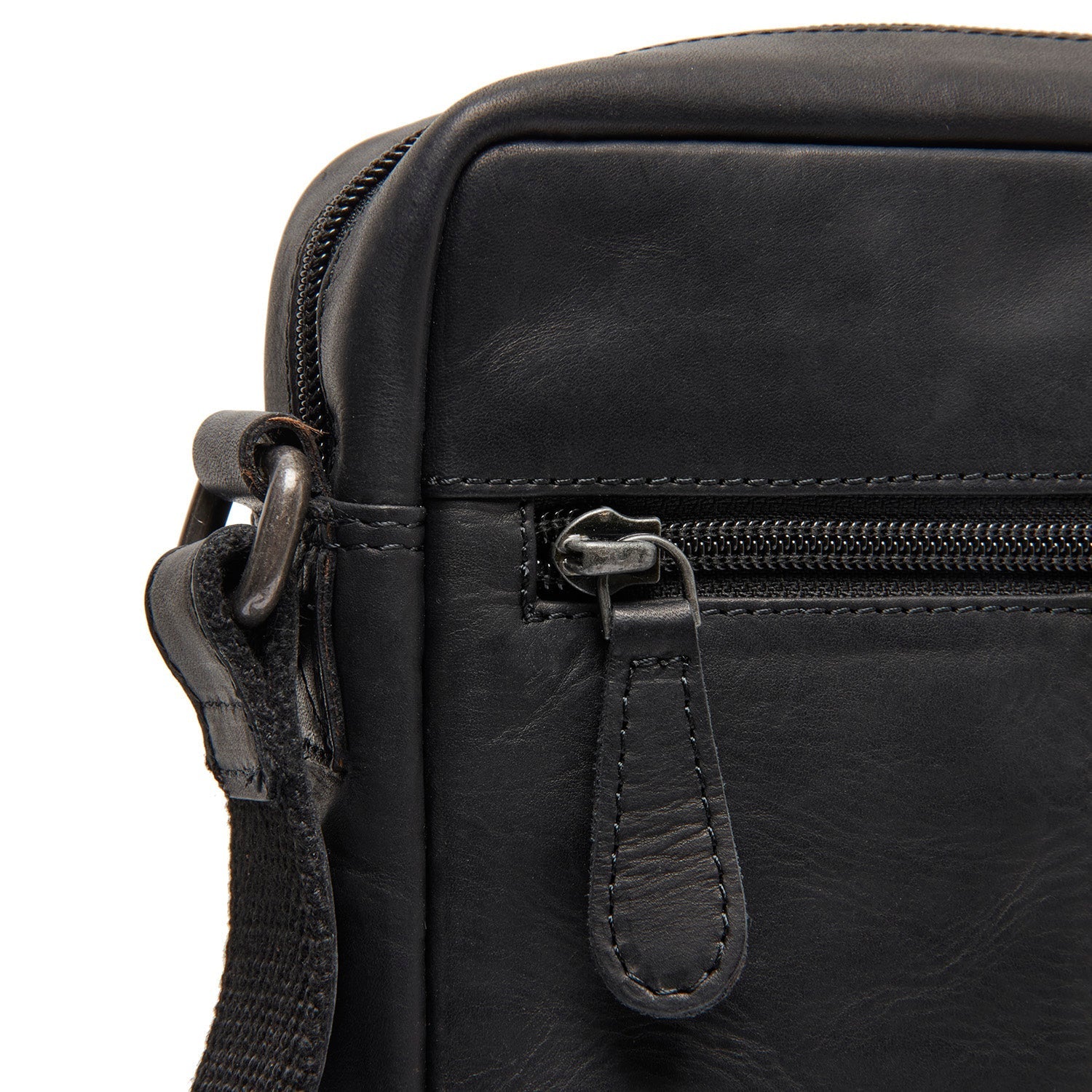 Black Leather Crossbody Bag Laveno, detail view 4