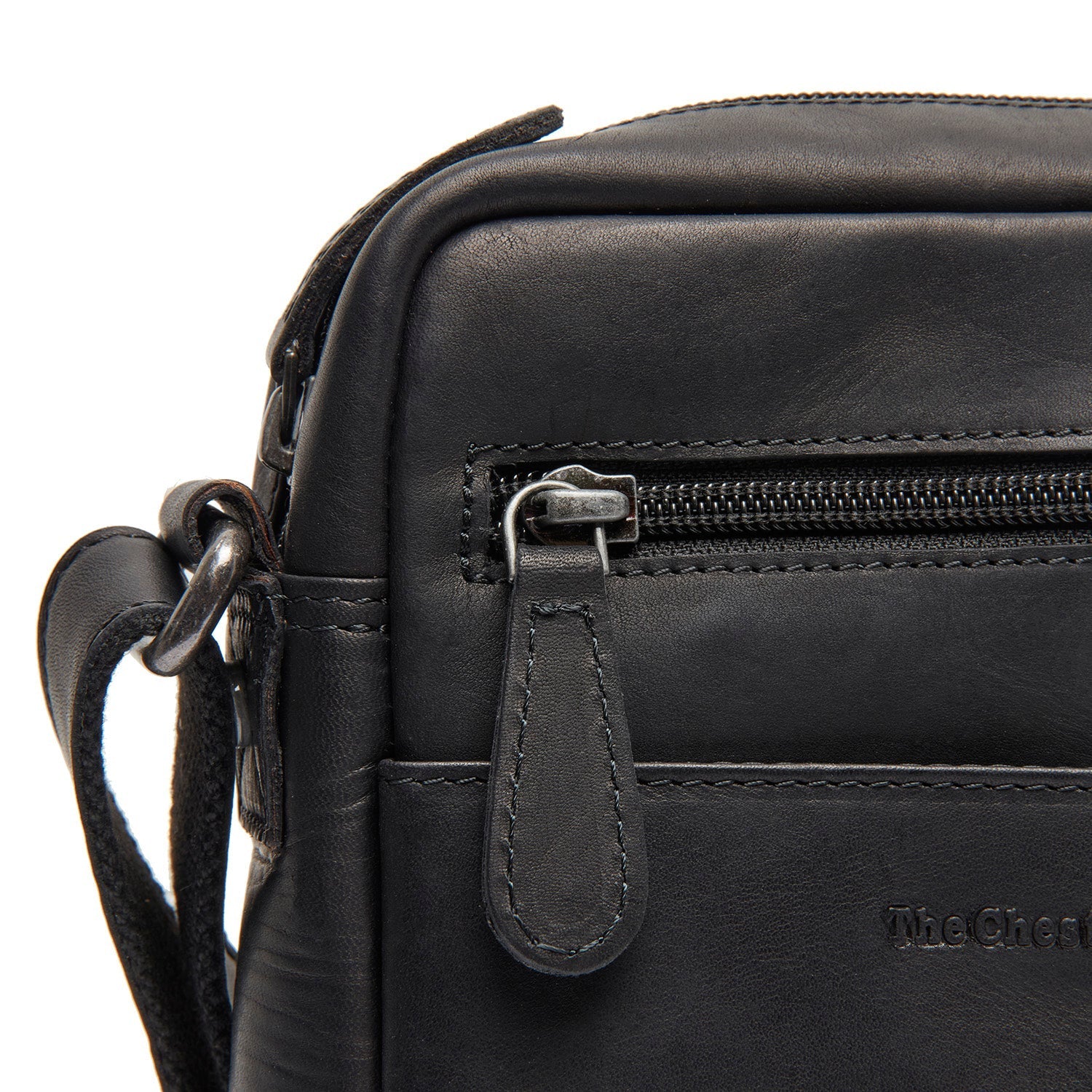 Black Leather Crossbody Bag Laveno, product view 3