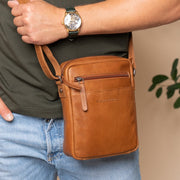 Cognac Leather Crossbody Bag Laveno, product view 2