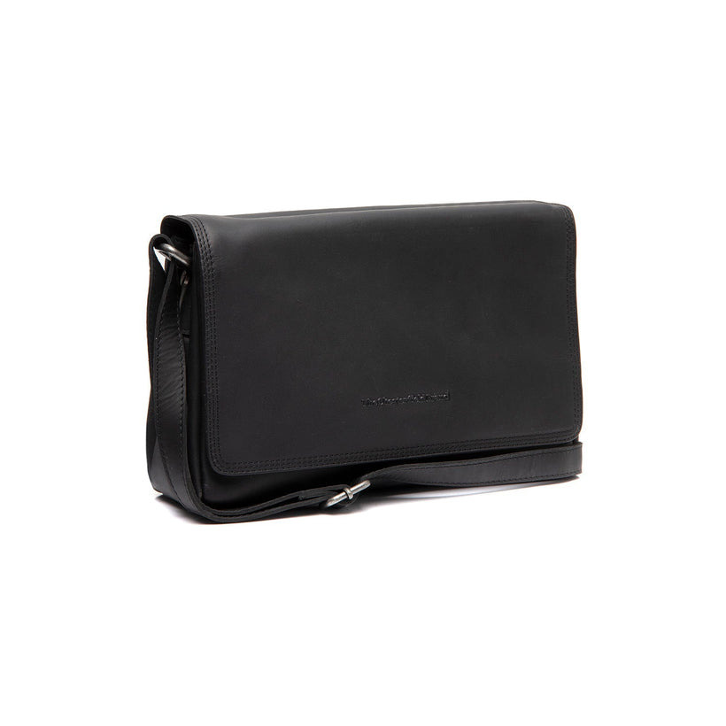 Black Leather Crossbody Bag Laverton, front view