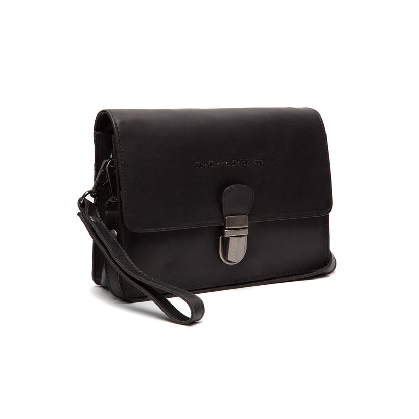 Black Leather Crossbody Bag Lucca, front view