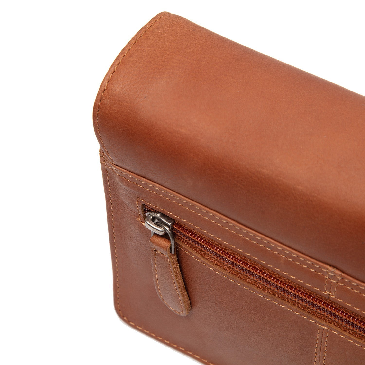 Cognac Leather Crossbody Bag Lucca, detail view 3