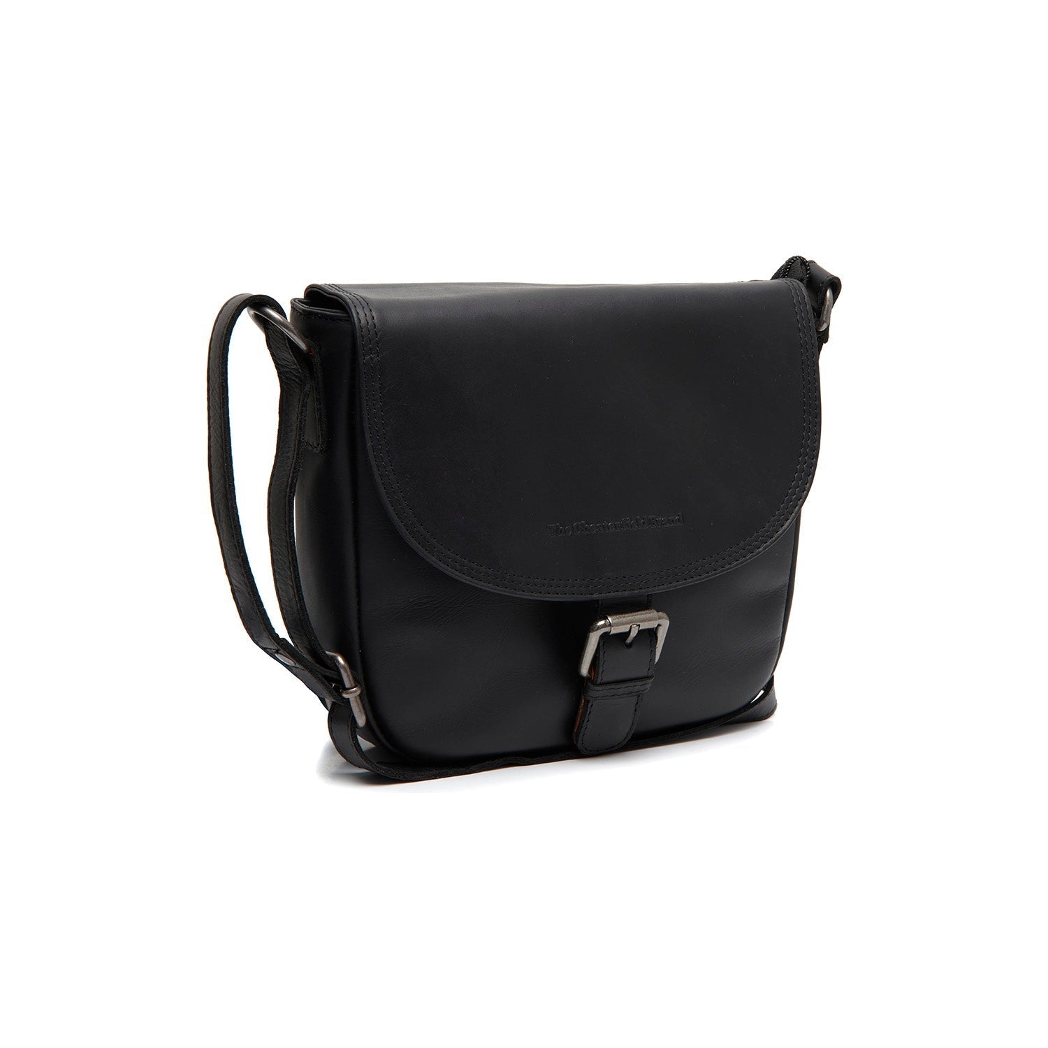 Black Leather Crossbody Bag Lucian, front view