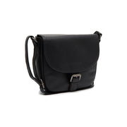 Black Leather Crossbody Bag Lucian, front view