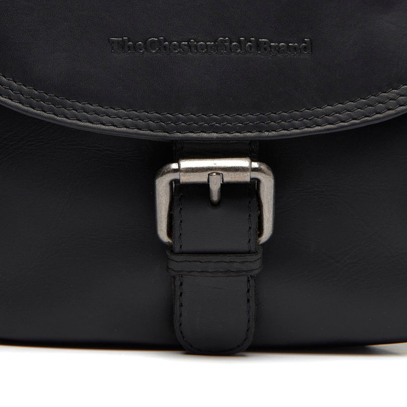Black Leather Crossbody Bag Lucian, front view