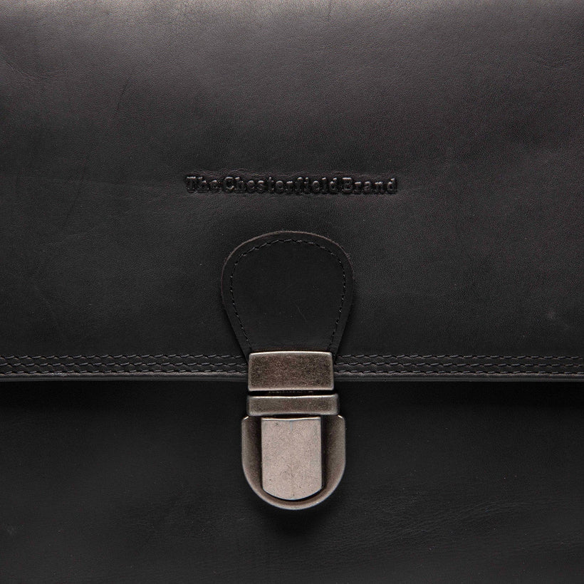 Black Leather Crossbody Bag Lunor, front view
