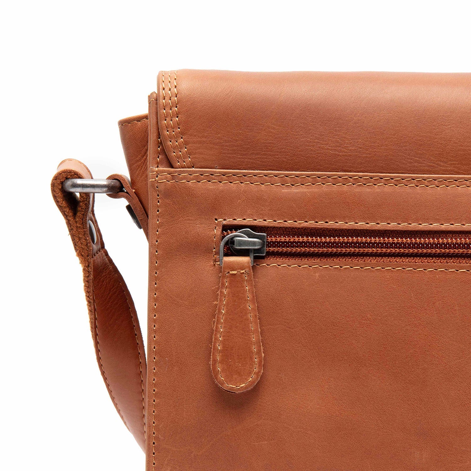 Cognac Leather Crossbody Bag Lunor, detail view 3