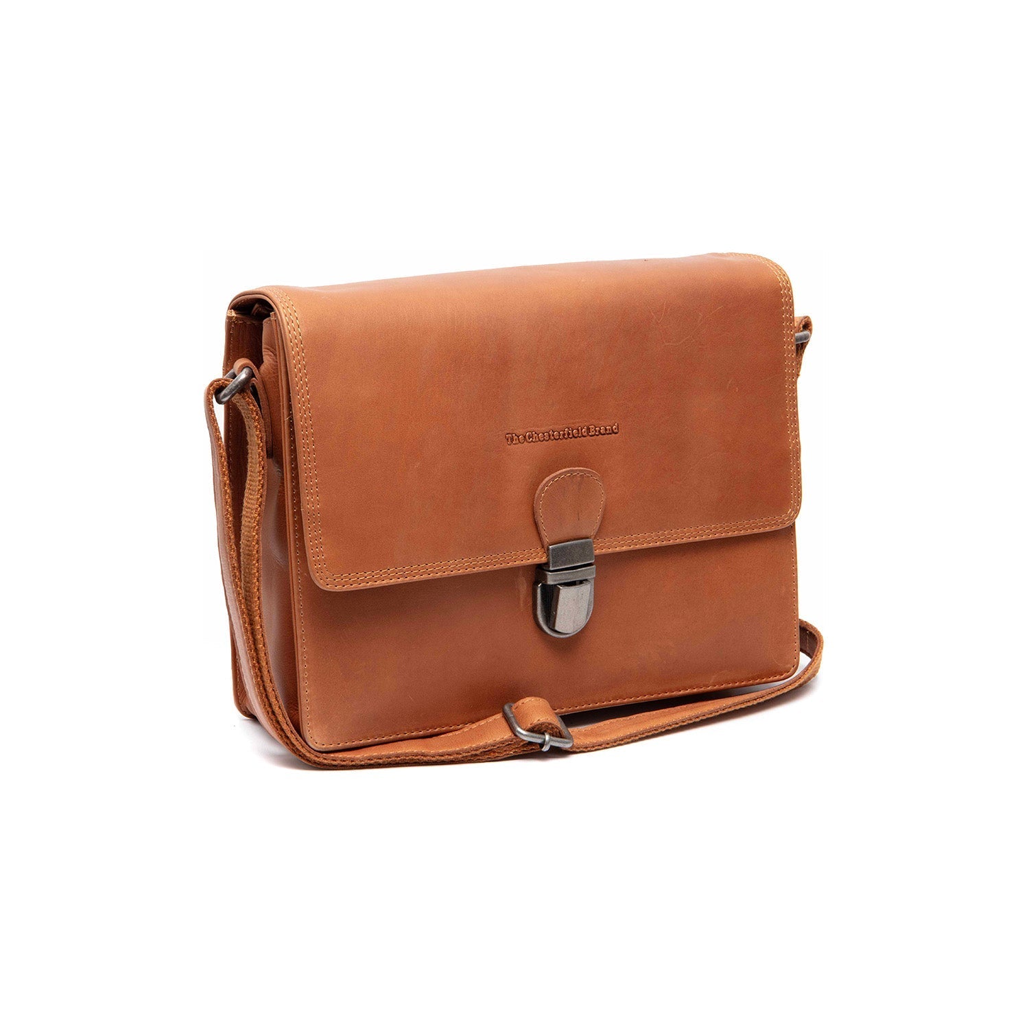 Cognac Leather Crossbody Bag Lunor, front view