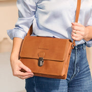 Cognac Leather Crossbody Bag Lunor, product view 2