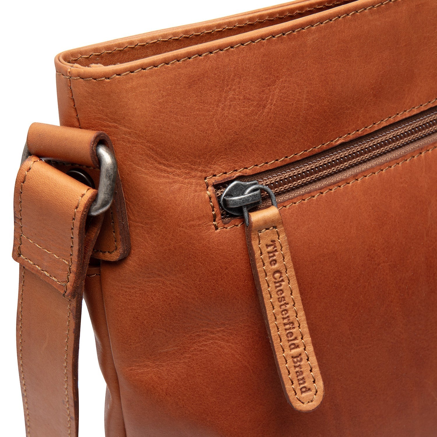 Cognac Leather Crossbody Bag Lunton, product view 3