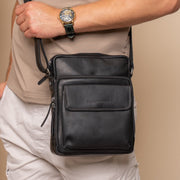 Black Leather Crossbody Bag Montira, product view 2
