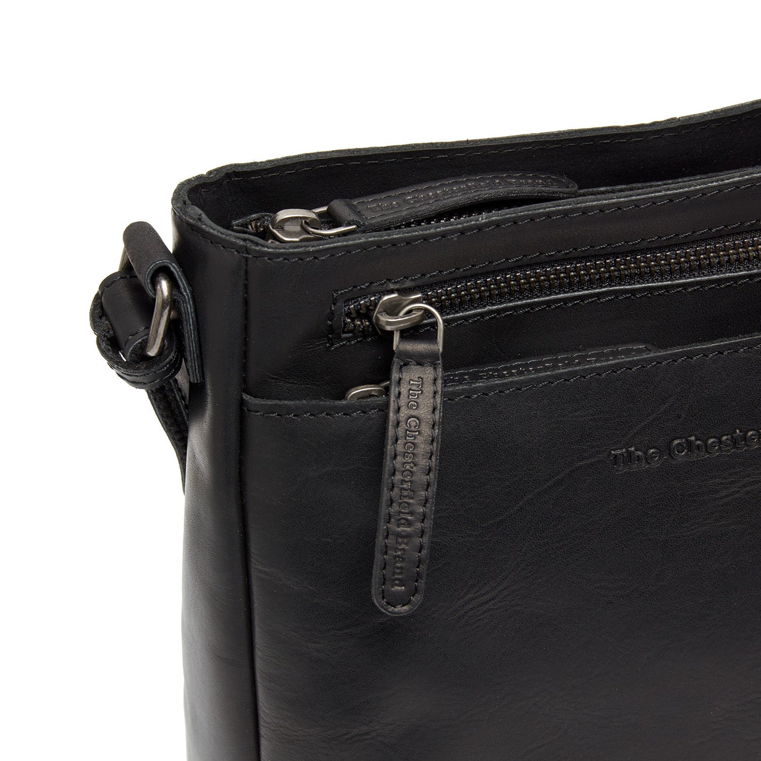 Black Leather Crossbody Bag Mumbai, detail view 1
