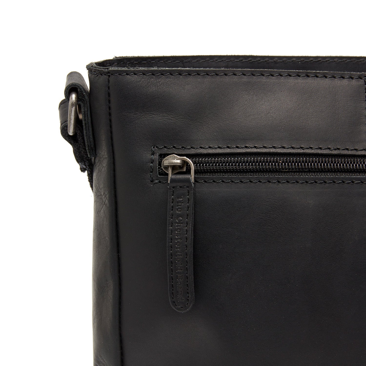 Black Leather Crossbody Bag Mumbai, detail view 3