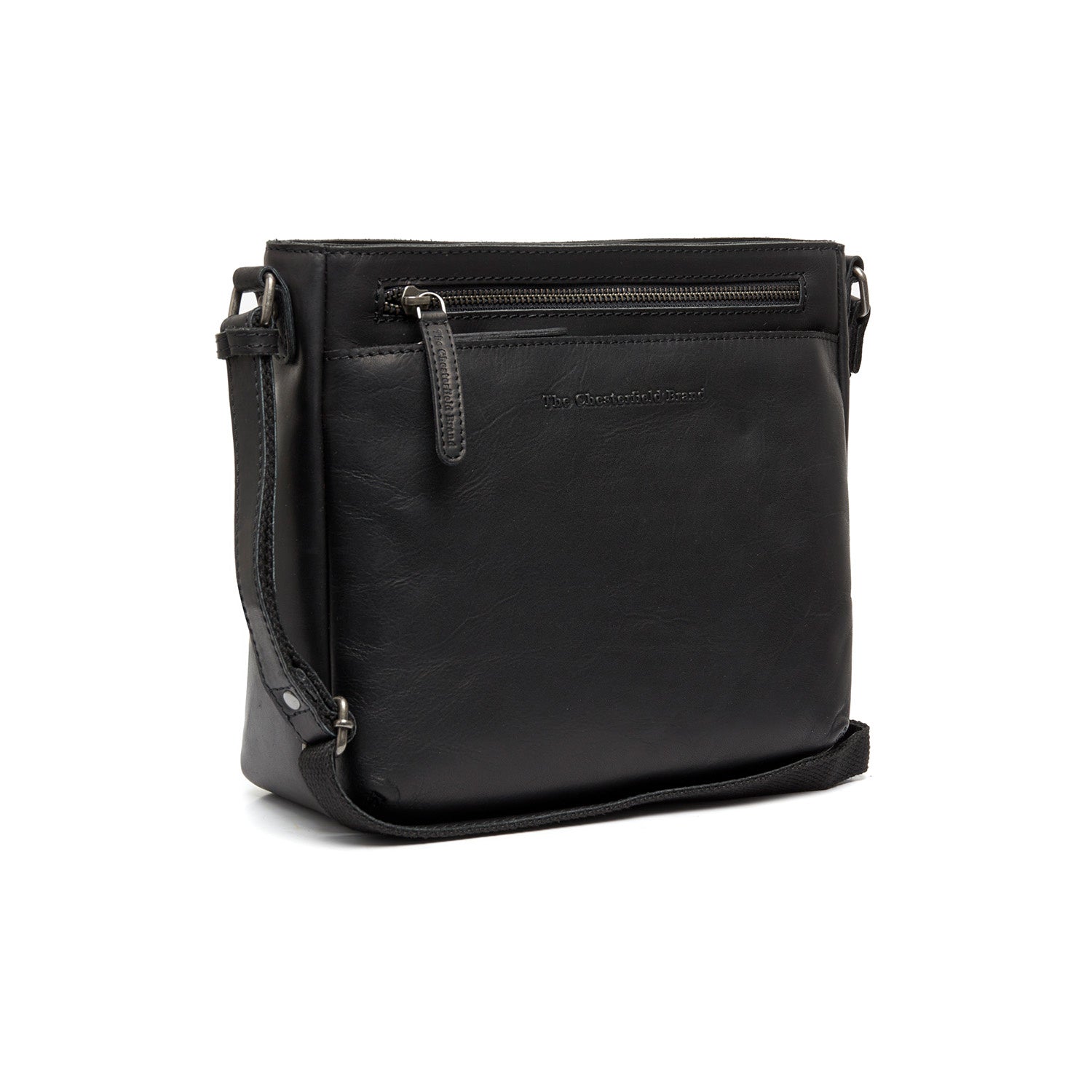 Black Leather Crossbody Bag Mumbai, front view