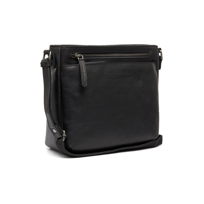 Black Leather Crossbody Bag Mumbai, front view