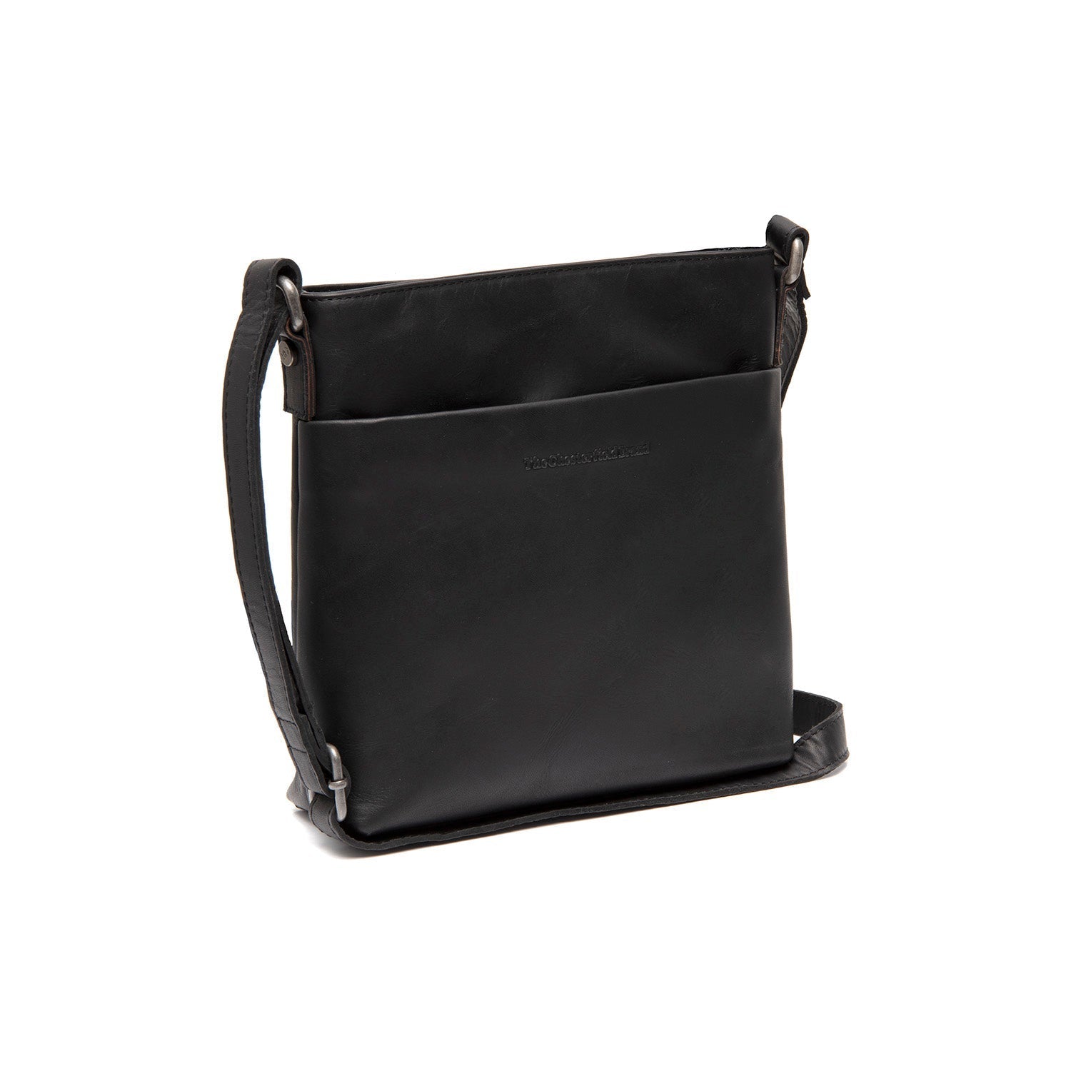 Black Leather Crossbody Bag Navene, front view