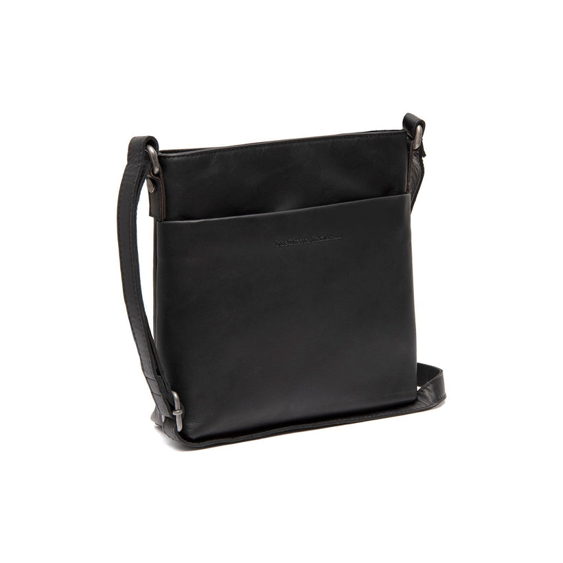 Black Leather Crossbody Bag Navene, front view