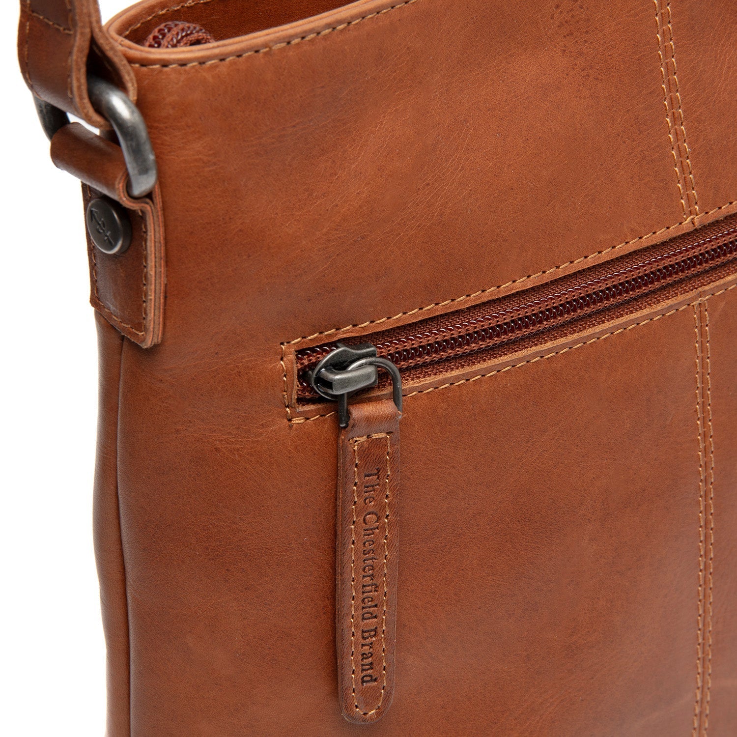 Cognac Leather Crossbody Bag Navene, detail view 3