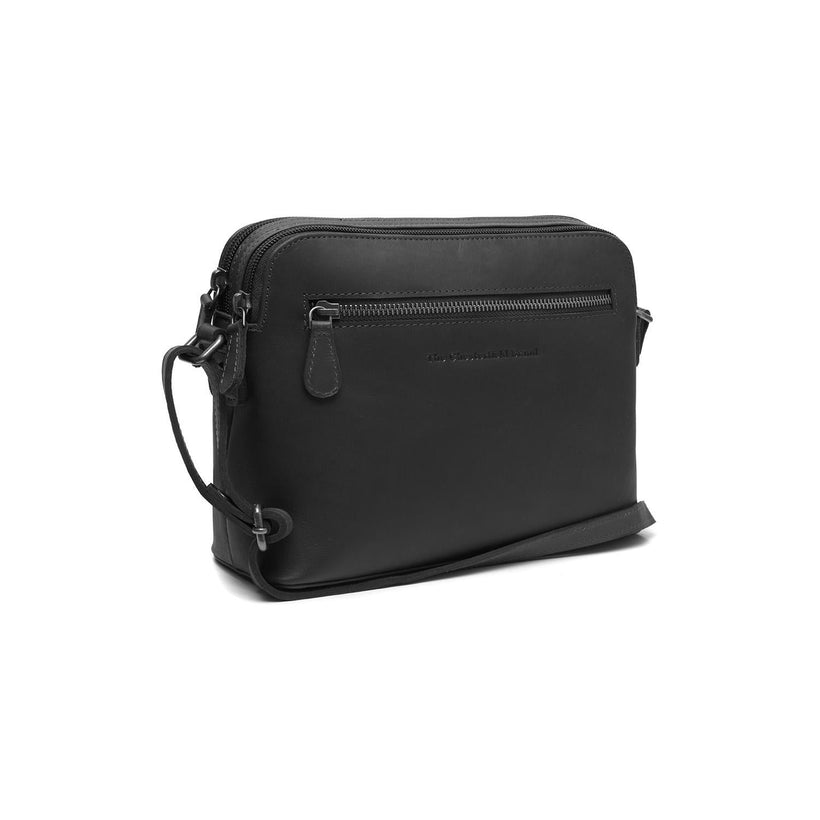 Black Leather Crossbody Bag Nebraska, front view