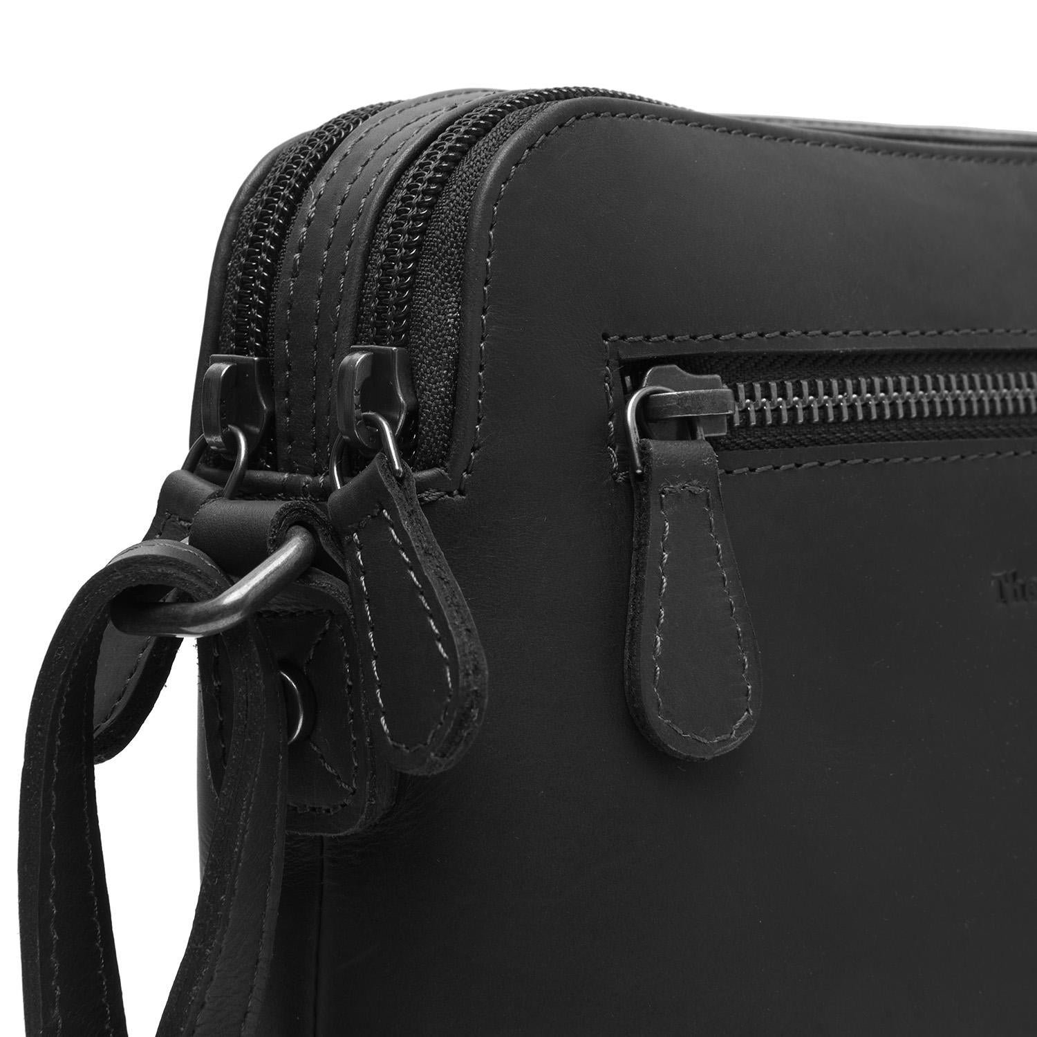 Black Leather Crossbody Bag Nebraska, product view 2
