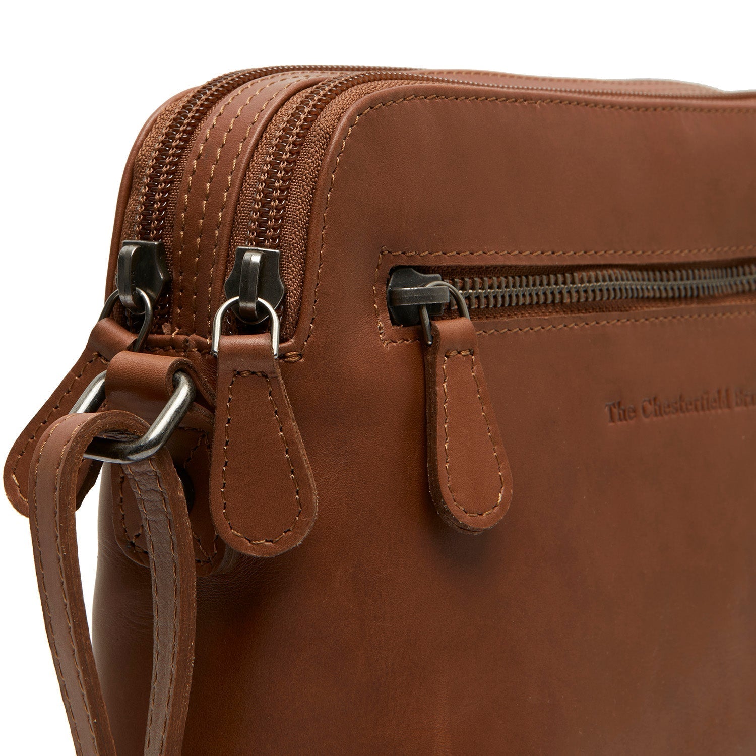 Cognac Leather Crossbody Bag Nebraska, detail view 3