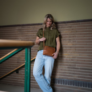 Cognac Leather Crossbody Bag Nebraska, product view 3