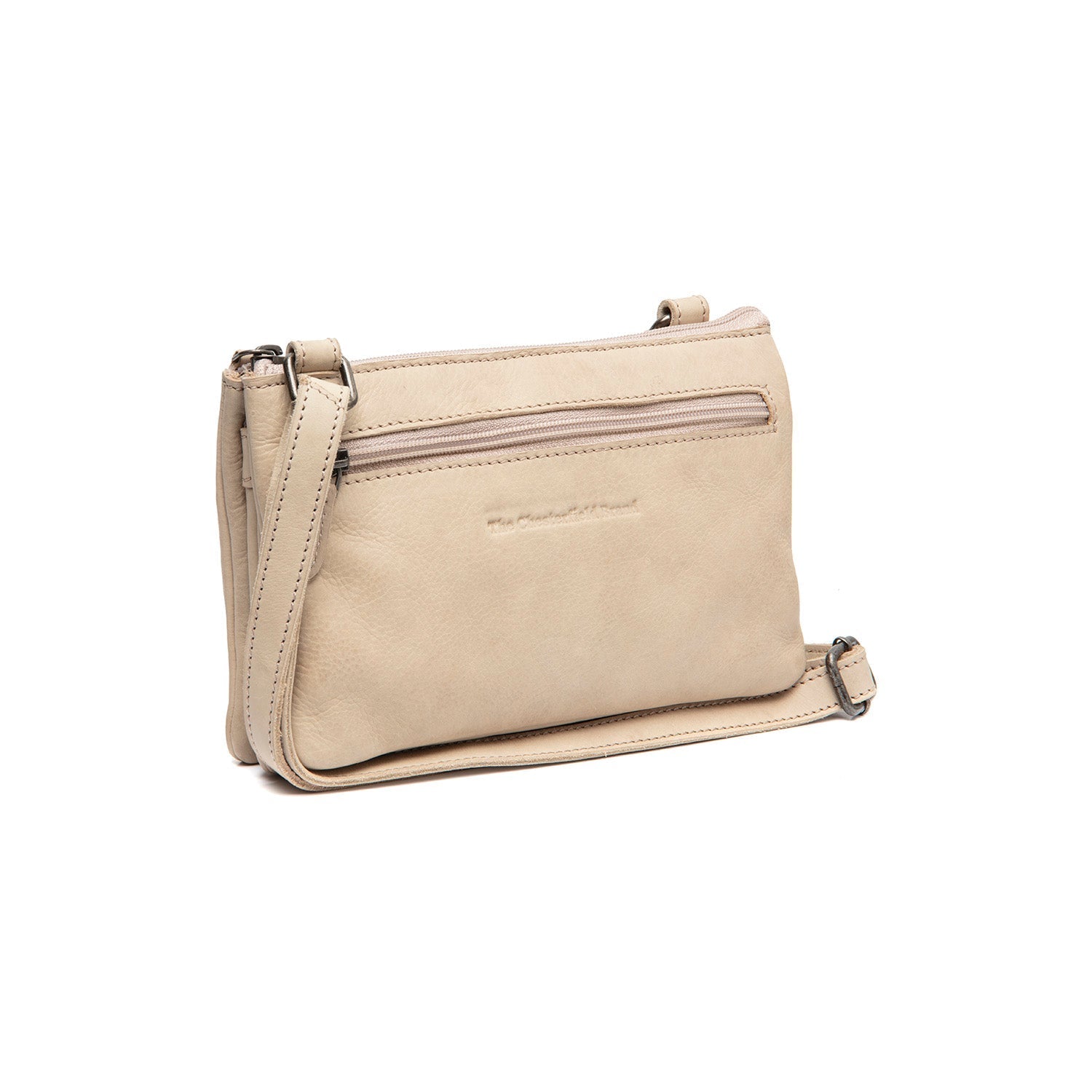Beige Leather Crossbody Bag Osaka, front view