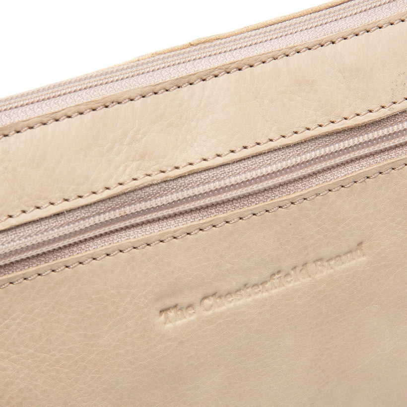 Beige Leather Crossbody Bag Osaka, front view