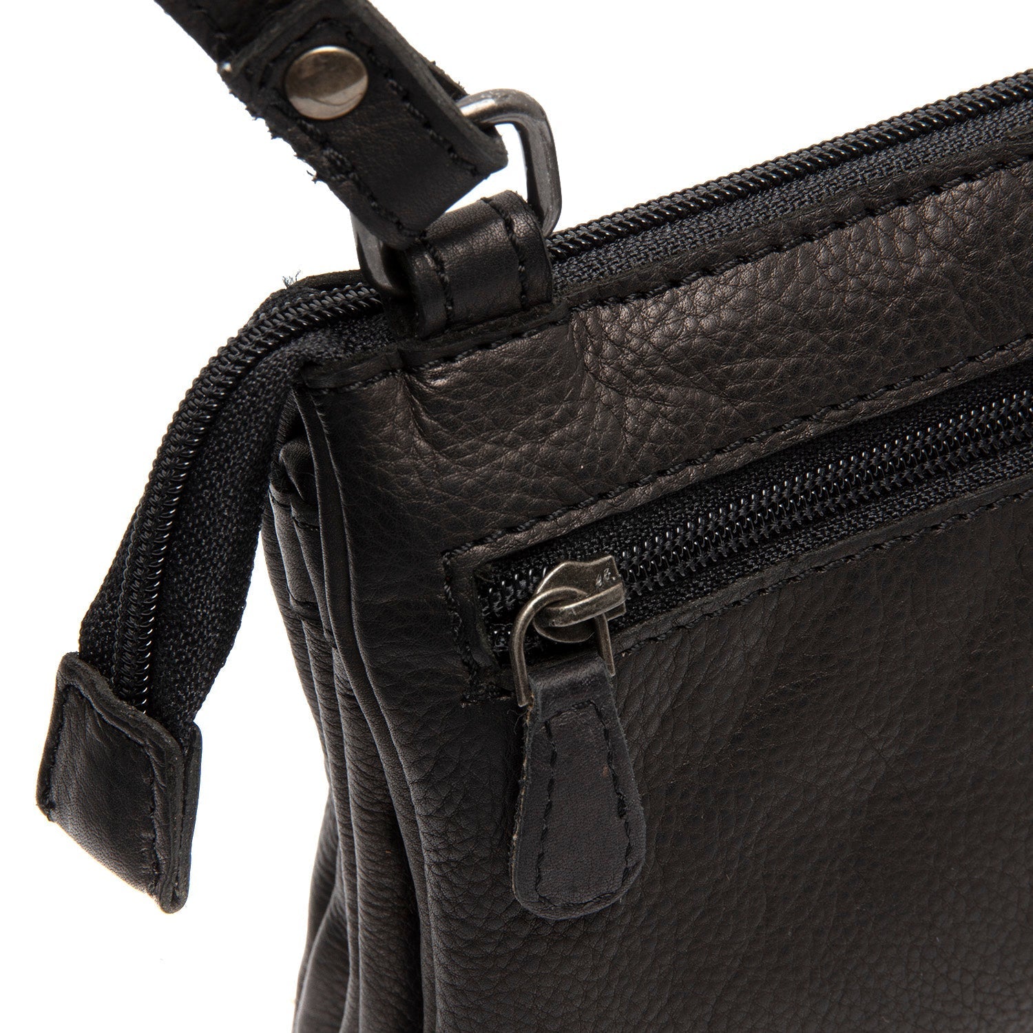 Black Leather Crossbody Bag Osaka, detail view 3