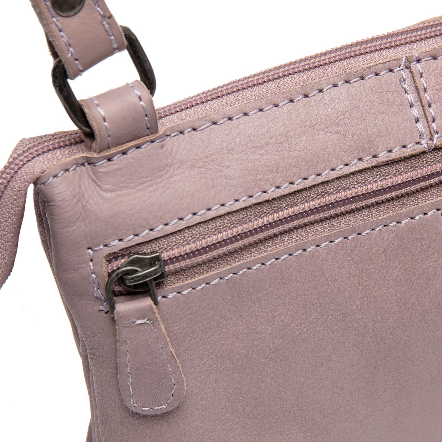 Lavender Lilac Leather Crossbody Bag Osaka, detail view 3