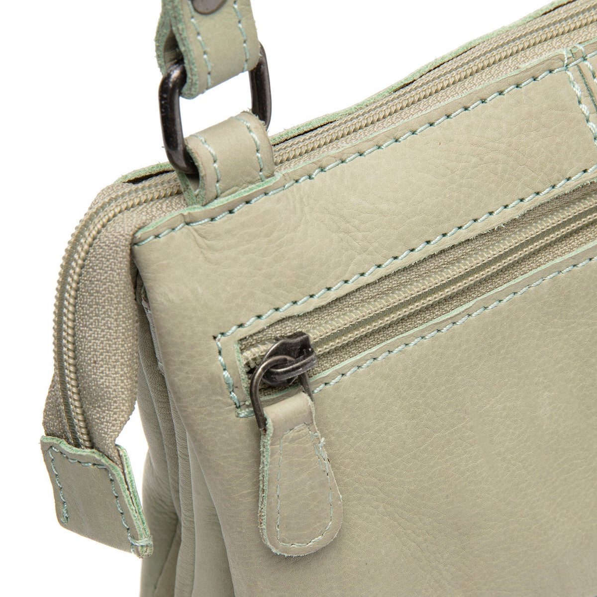 Ocean Green Leather Crossbody Bag Osaka, detail view 3