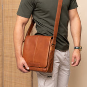 Cognac Leather Crossbody Bag Raphael, product view 2