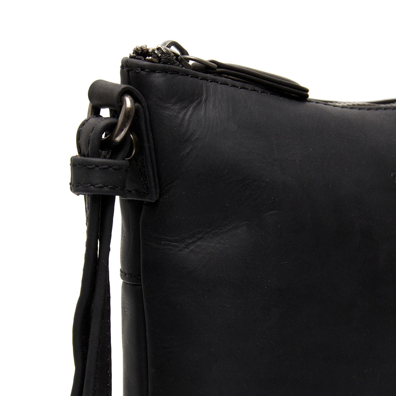 Black Leather Crossbody Bag Redding, detail view 3