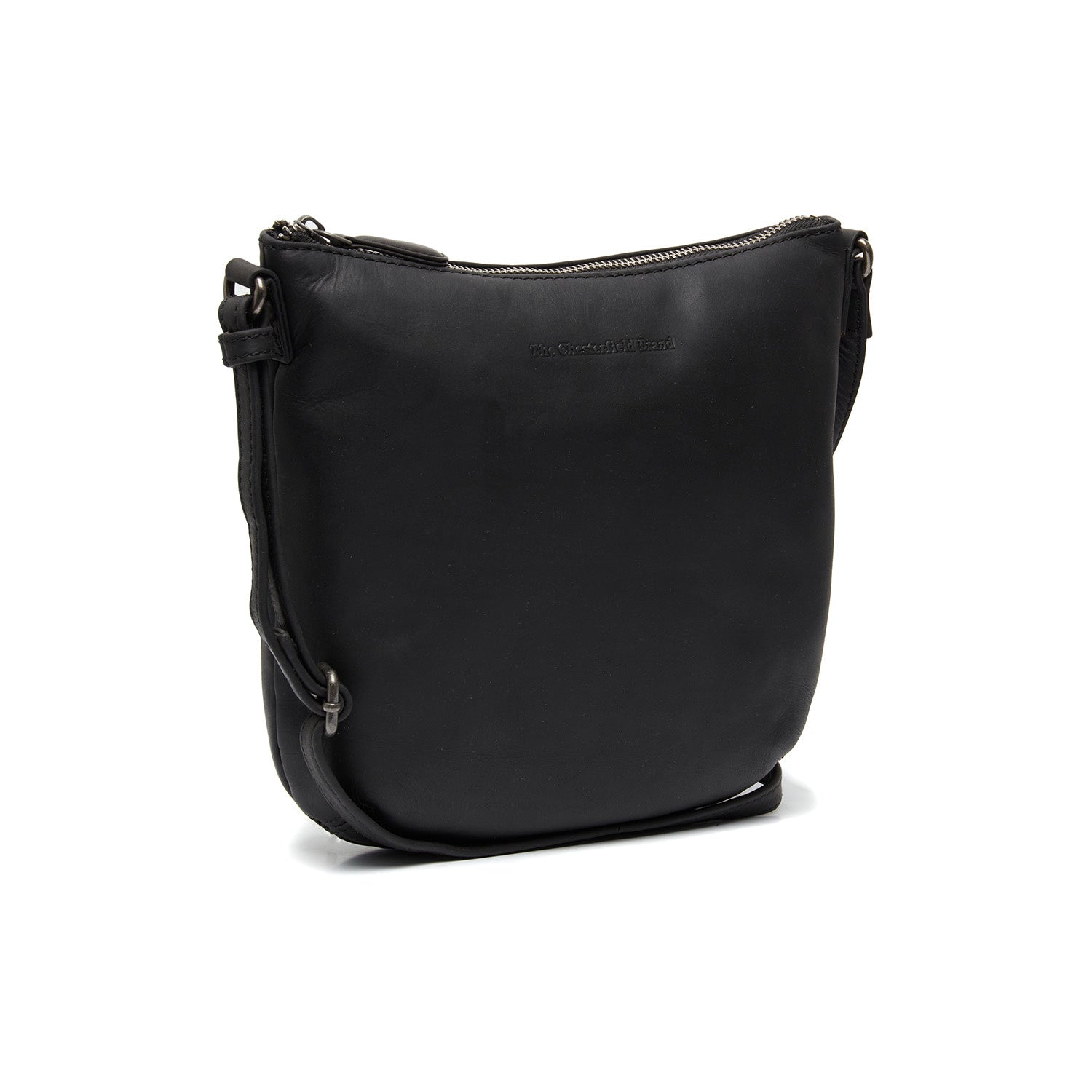 Black Leather Crossbody Bag Redding, front view