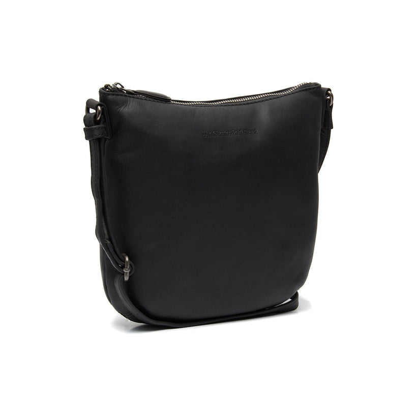 Black Leather Crossbody Bag Redding, front view