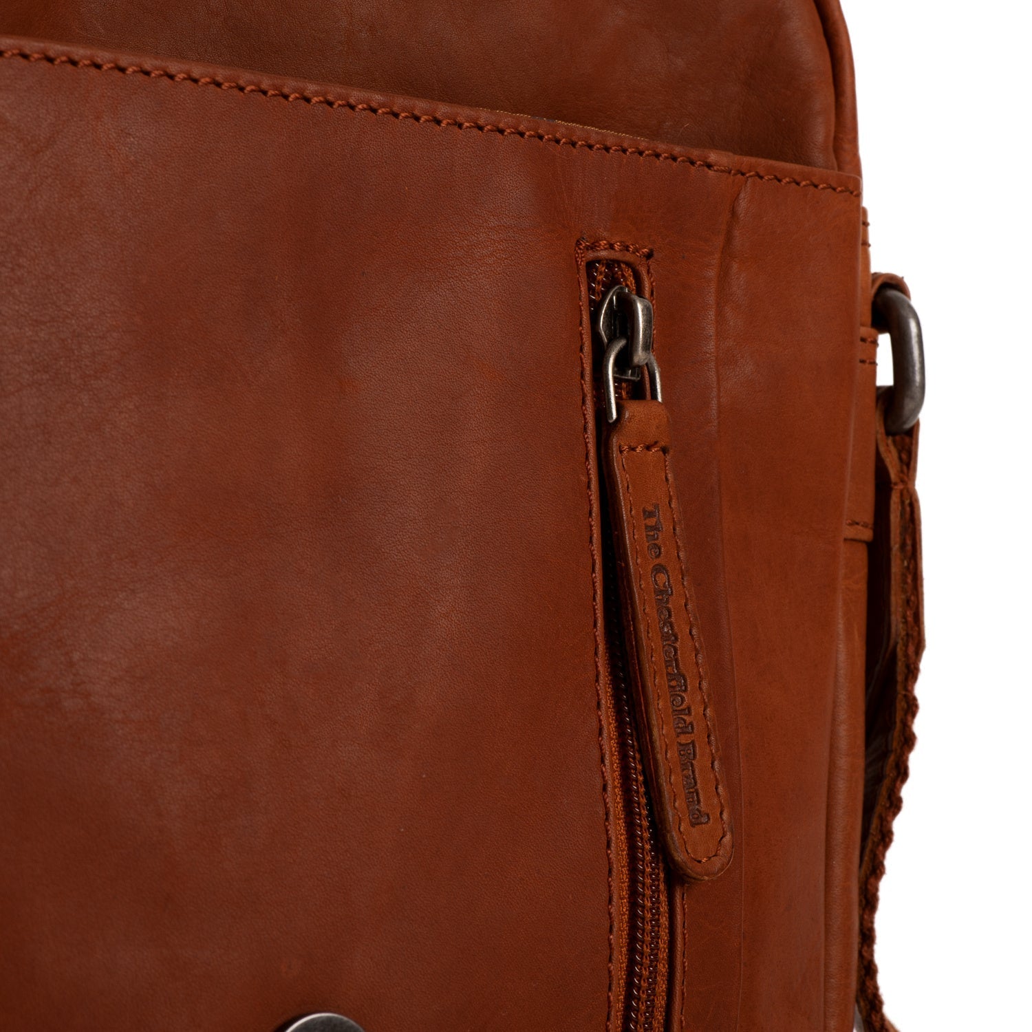 Cognac Leather Crossbody Bag Remy, detail view 3