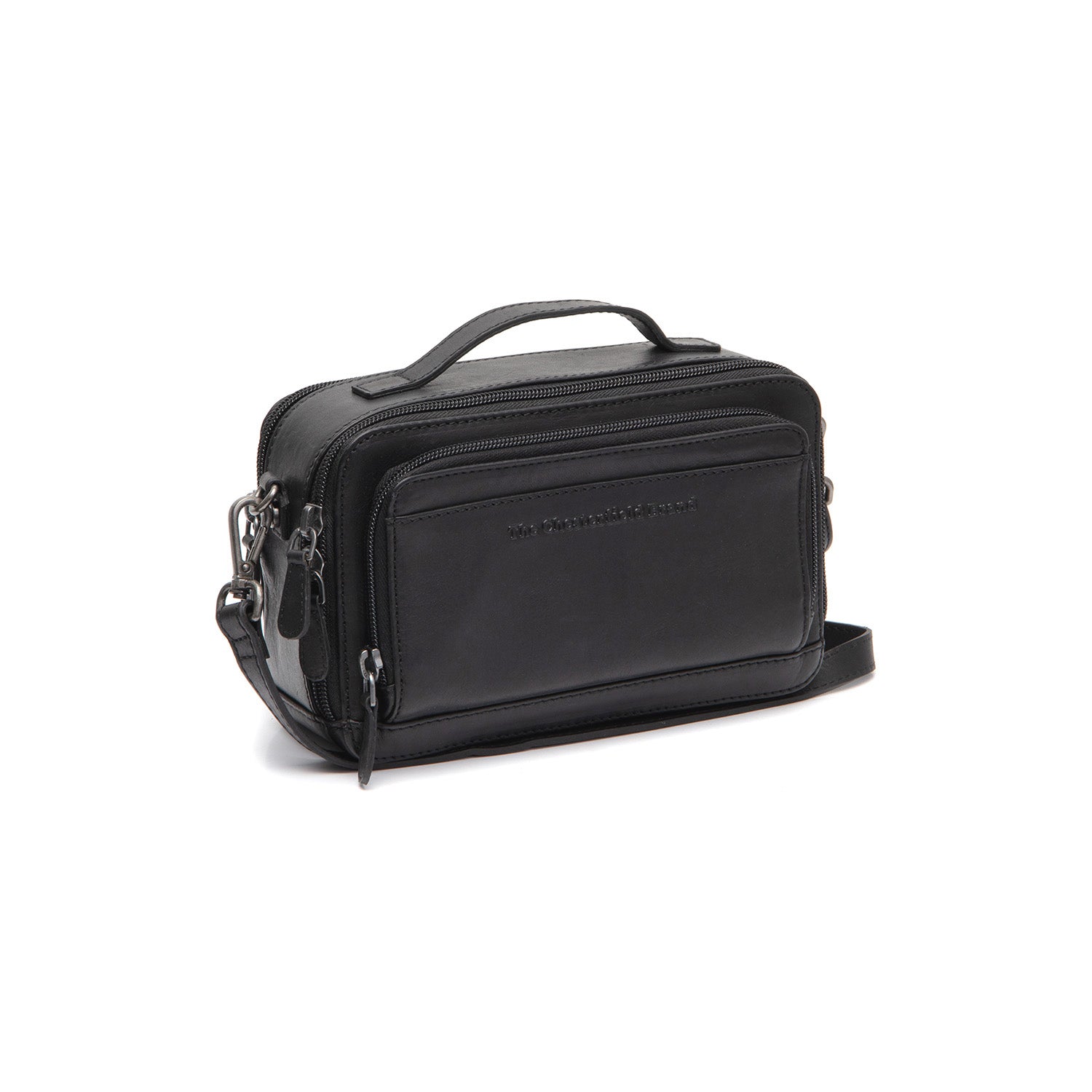 Black Leather Crossbody Bag Rovon, front view