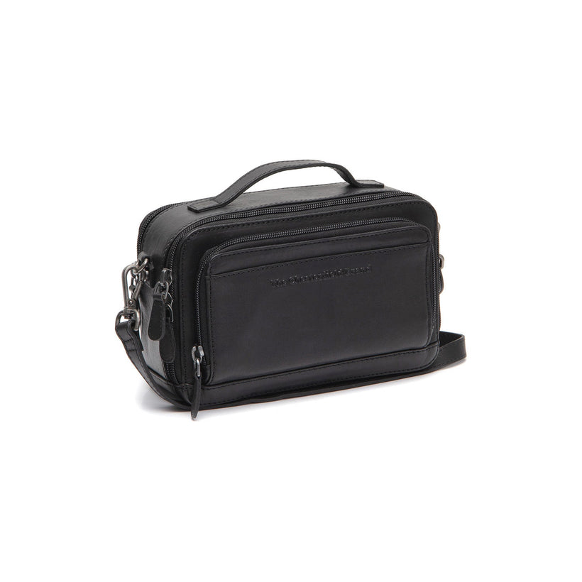 Black Leather Crossbody Bag Rovon, front view