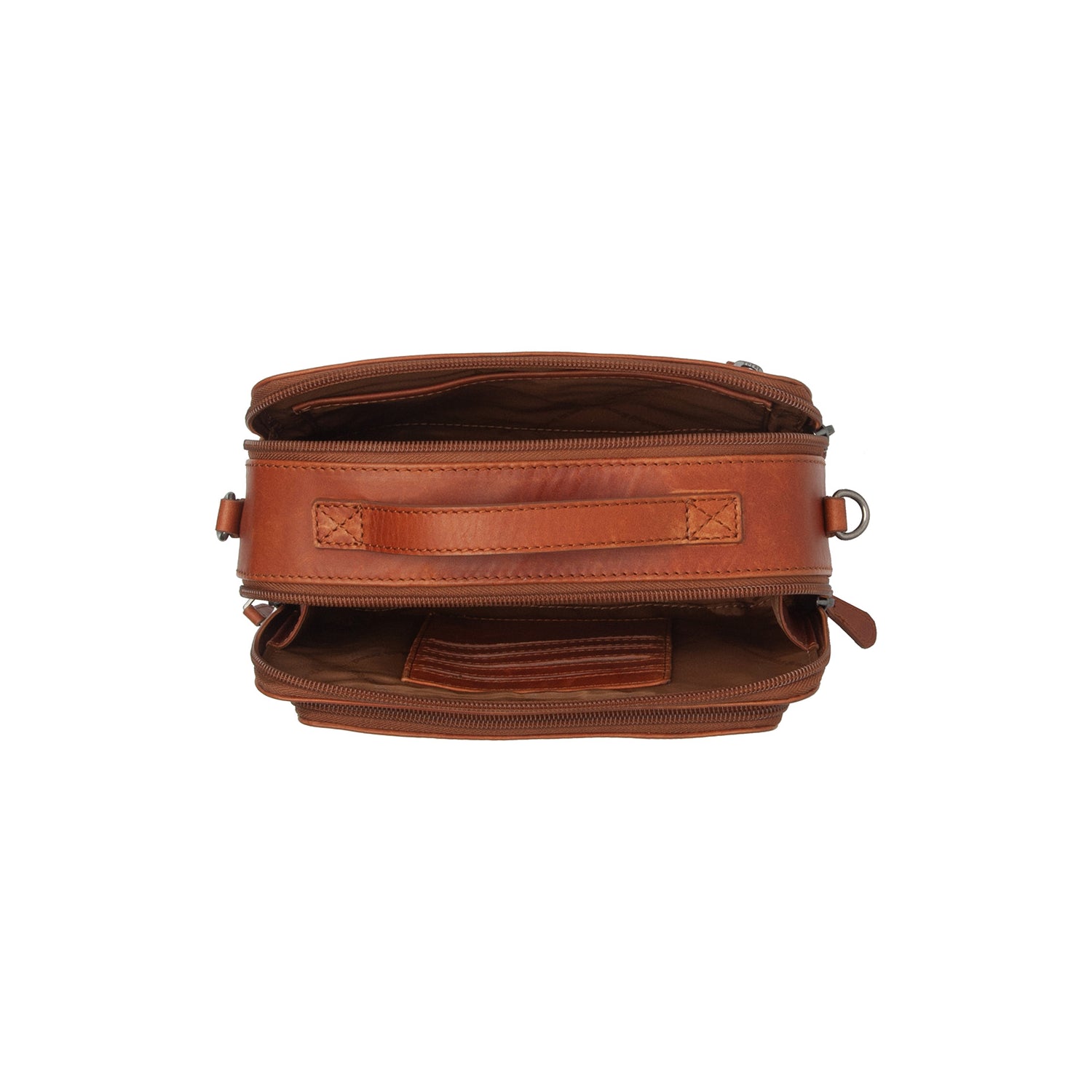 Cognac Leather Crossbody Bag Rovon, detail view 3
